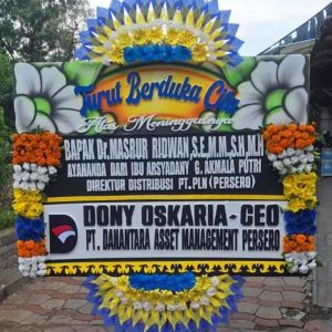 Bunga Papan Duka Cita Premium - Rangkaian Padat & Ornamen Sudut - Dorus Florist