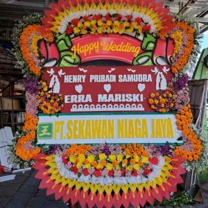 Bunga Papan Happy Wedding JUMBO - Bingkai Penuh (Full Border) Super Masif - Dorus Florist