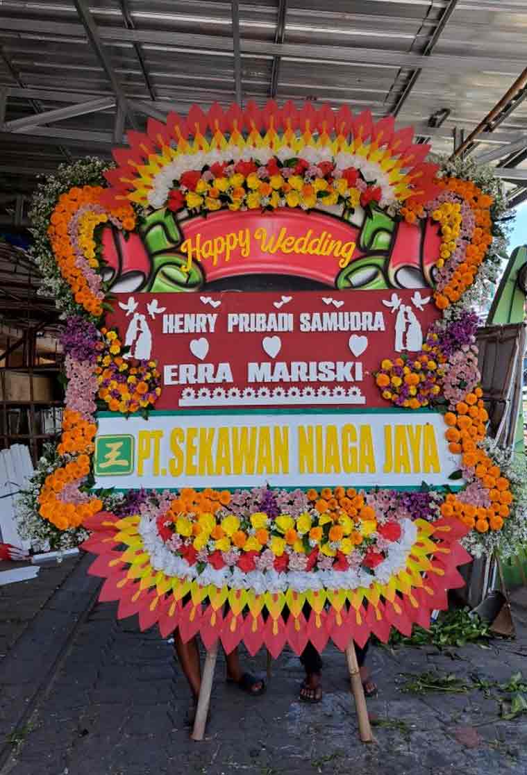 Bunga Papan Happy Wedding JUMBO - Bingkai Penuh (Full Border) Super Masif - Dorus Florist
