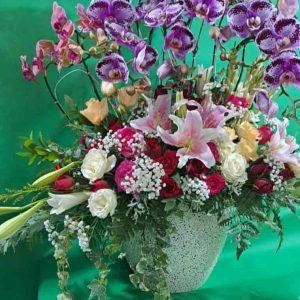 Rangkaian Bunga Meja Premium Simfoni Anggrek & Lily - Dorus Florist