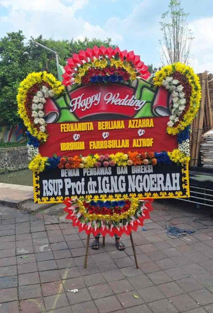 Bunga Papan Happy Wedding Spektakuler - Rangkaian 3D Super Tebal - Dorus Florist