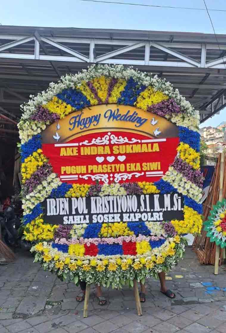 Bunga Papan Happy Wedding JUMBO Oval - Full Border Super Masif - Dorus Florist