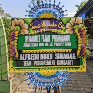 Papan Bunga Duka Cita Profesional (Hitam-Biru) - oleh Dorus Florist
