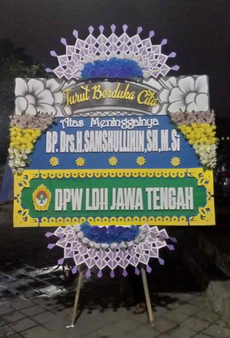 Papan Bunga Duka Cita Formal (Nuansa Biru-Kuning) - oleh Dorus Florist