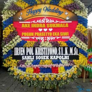 Bunga Papan Happy Wedding JUMBO Oval - Full Border Super Masif - Dorus Florist