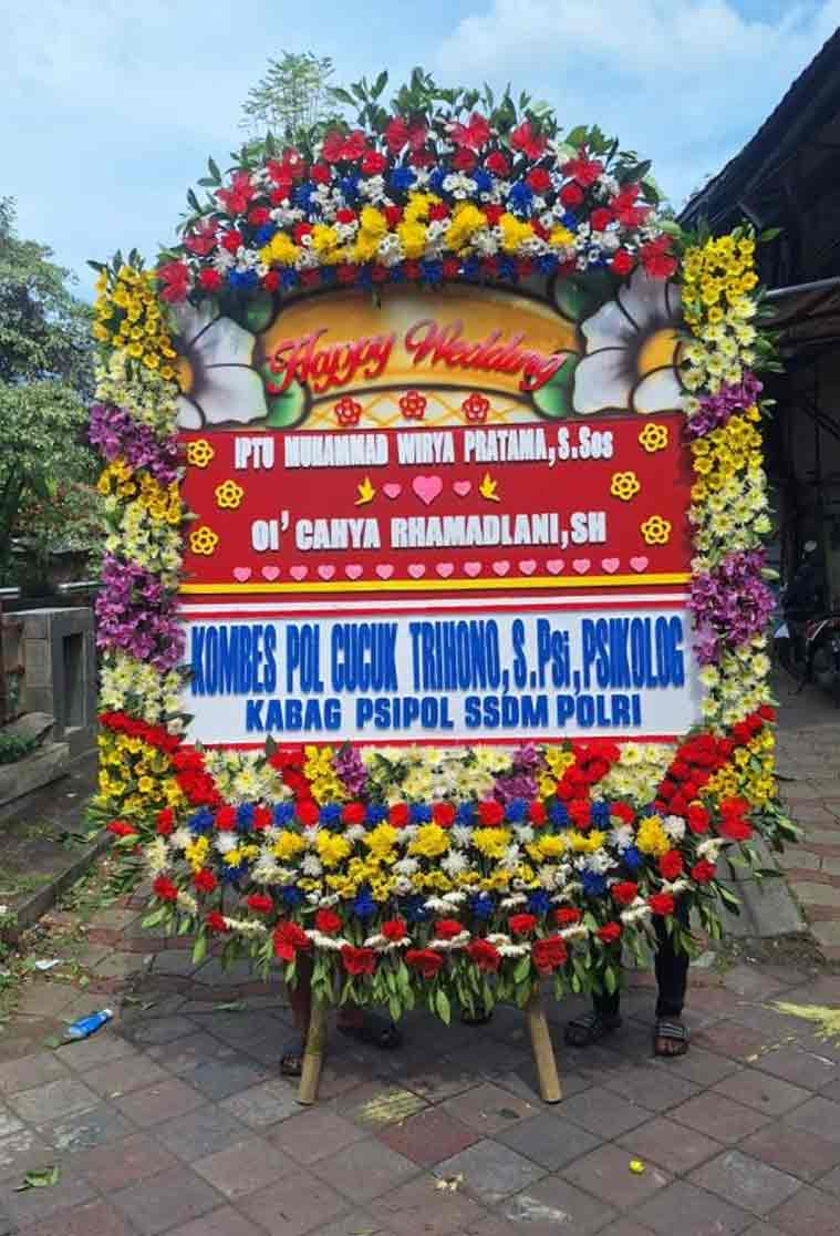 Bunga Papan Happy Wedding JUMBO - Bingkai Penuh (Full Border) Super Masif - Dorus Florist
