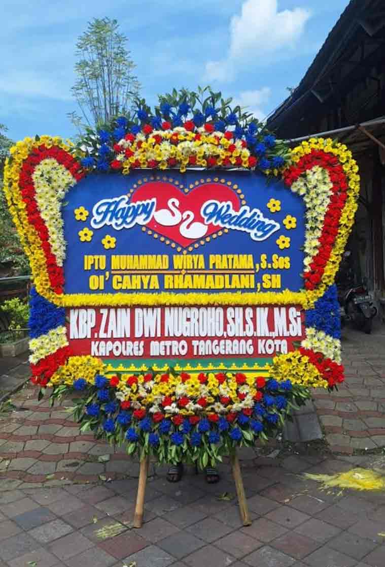 Bunga Papan Happy Wedding JUMBO - Bentuk Custom & Bingkai Penuh (Full Border) - Dorus Florist