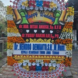 Bunga Papan Happy Wedding JUMBO - Bingkai Penuh (Full Border) Super Masif - Dorus Florist